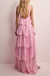 Heididress Sleeveless Open Back Ruffle Layered Maxi Dress