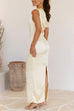 Heididress Asymmetric Shoulder Back Slit Waisted Maxi Dress