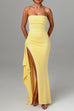 Heididress Strapless Tube Draped Slit Maxi Party Dress