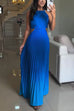 Heididress Sleeveless Cut Out Back Lace-up Gradient Pleated Maxi Dress