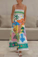Heididress Spaghetti Strap High Waist Tropic Print Maxi Holiday Dress
