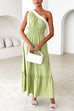 Heididress Tie Bow One Shoulder Waisted Ruffle Maxi Dress