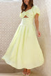 Heididress Puff Sleeves Twist Front Cut Out Swing Maxi Dress