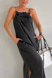 Heididress 3D Flower Side Slit Cotton Linen Maxi Cami Dress