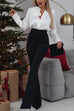 Heididress V Neck Long Sleeves Flower Detail Satin Shirt