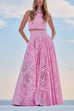 Heididress Lace Hollow Out Crewneck Crop Tank Top High Waist Maxi Swing Skirt Set