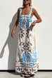 Heididress Square Neck Tie Knot Backless Printed Maxi Cami Dress