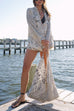 Heididress Collared V Neck Shirt and Side Slit Shorts Vitamin Sea Print Set