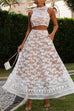 Heididress Palm Trees Embroidery Pocketed Swing Maxi Skirt