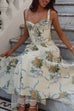 Heididress Lace Trim Drawstring Floral Print Midi Cami Dress