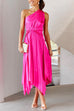Heididress One Shoulder Sleeveless Waisted Swing Dress