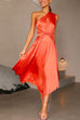 Heididress One Shoulder Sleeveless Waisted Swing Dress