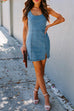 Heididress U Neck Slit Denim Bodycon Tank Dress