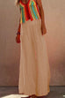 Heididress Smocked Elastic Waist Baggy Wide Leg Cotton Linen Pants