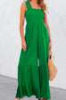 Heididress Smocked Wide Straps Ruffle Hem Wide Leg Jumpsuit