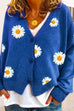 Heididress V Neck Button Up Daisy Embroidery Sweater Cardigan