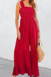 Heididress Smocked Wide Straps Ruffle Hem Wide Leg Jumpsuit