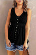 Heididress V Neck Button Down Solid Sleeveless Top