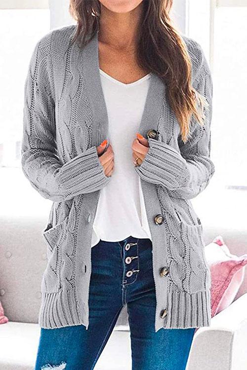 Heididress Button Up Chunky Cardigans with Pockets