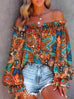 Heididress Off Shoulder Long Sleeve Printed Pullover Top