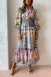 Heididress Puff Sleeves Smocked Waist Unique Printed Ruffle Maxi Dress