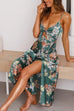 Heididress Floral Print Tie Front Cut Out Slit Midi Cami Dress
