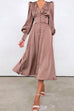 Heididress V Neck Puff Sleeve Waisted Ruffle Satin Dress