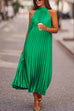Heididress Solid Sleeveless Pleated A-line Holiday Dress