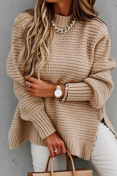 Heididress Mockneck Side Split Chunky Knit Sweater