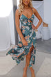 Heididress Floral Print Tie Front Cut Out Slit Midi Cami Dress