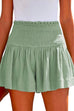 Heididress Elastic Smocked Waist Wide Leg Solid Shorts