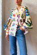Heididress Balloon Long Sleeve Graffiti Printed Blouse Shirt