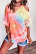 Heididress Cold Shoulder Short Sleeve Tie Dye T-shirt