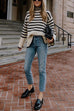 Heididress Striped Tuetleneck Side Split Pullover Sweater