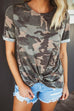 Heididress Camo Short Sleeve Twist Knot T-shirt