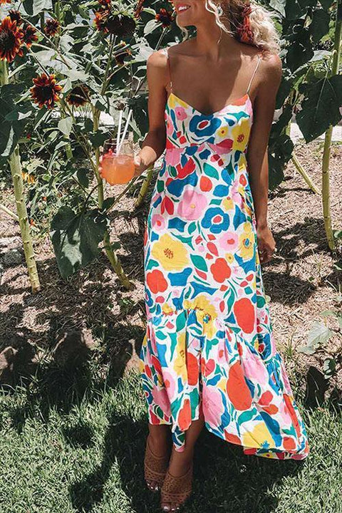 Heididress V Neck Floral Print Maxi Cami Dress