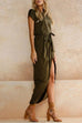 Heididress Crewneck Side Split Irregular Slim Dress
