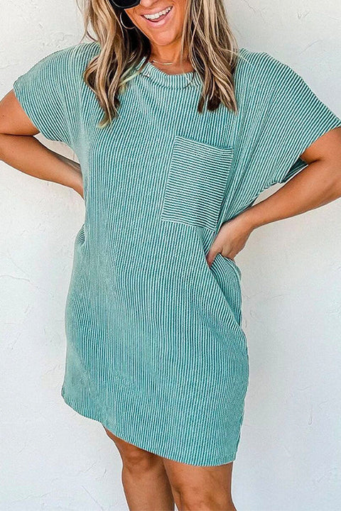 Heididress Short Sleeve Pocket Striped T-shirt Dress