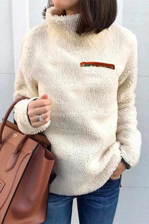 Heididress Winter Turtleneck Zipper Fuzzy Pullovers