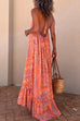 Heididress Halter Backless Printed Maxi Ruffle Swing Dress