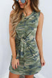 Heididress Knot Waist Sleeveless Camo Dress