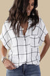 Heididress Grid Batwing Short Sleeve Blouse Shirt