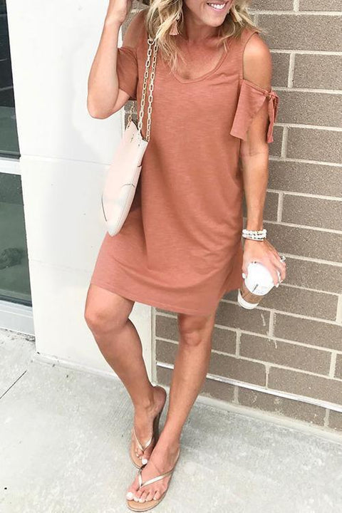 Heididress V Neck Cold Shoulder Casual Dress