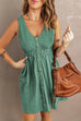 Heididress V Neck Button Down Sleeveless Waisted Dress