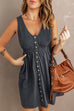 Heididress V Neck Button Down Sleeveless Waisted Dress