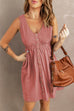 Heididress V Neck Button Down Sleeveless Waisted Dress