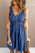 Heididress V Neck Button Down Sleeveless Waisted Dress