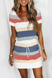 Heididress V Neck Short Sleeve Pockets Striped Color Block Dress