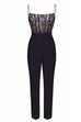 Heididress Solid Lace Splice Straight Leg Cami Jumpsuit