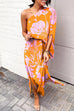 Heididress Casual One Shoulder Side Split Printed Dress
